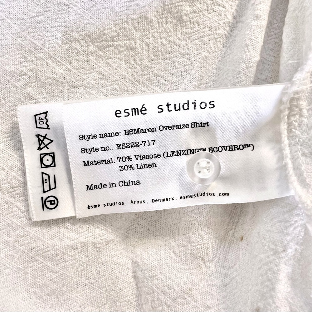 NWOT Esmée Collections textured oversized linen crisp white Button down Shirt S - Picture 9 of 10